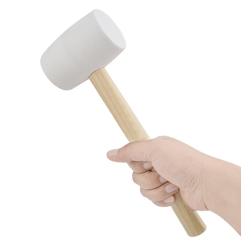 Gunpla Rubber Mallet - 8 oz Anti-Slip Wooden Handle Soft Double Face White Rubber Head Mallet for DIY, Tile Setting, Laminate Flooring Installs & More - Image 4